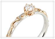 18金イエローゴールドコンビネーションのダイヤモンド婚約指輪